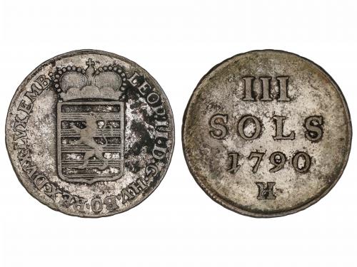 LUXEMBURGO. 3 Sols. 1790-H. (GUNZBURG). 2,34 grs. Ve. (Manch