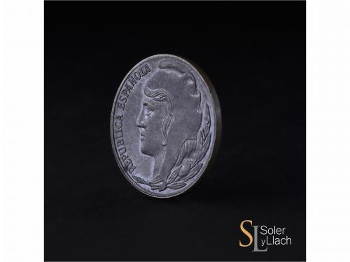 II REPÚBLICA. Prueba de 5 Céntimos. 1937. 2,74 grs. AE. Con 