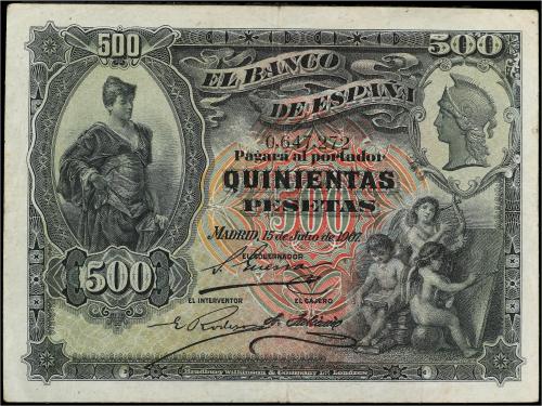 BANCO DE ESPAÑA. 500 Pesetas. 15 Julio 1907. Alcazar de Sego
