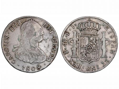CARLOS IV. 4 Reales. 1808. POTOSÍ. P.J. Pátina. AC-845. MBC.
