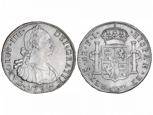 CARLOS IV. 8 Reales. SANTIAGO. F.J. 26,07 grs. Fecha burilad