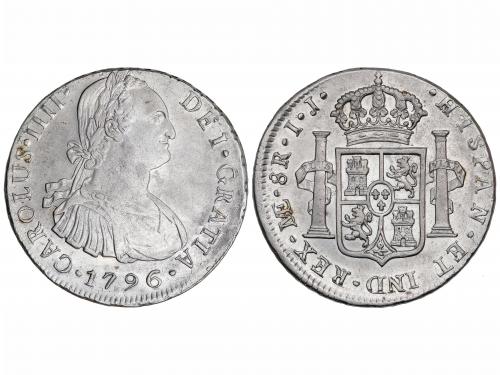 CARLOS IV. 8 Reales. 1796. LIMA. I.J. 27,56 grs. Restos de b
