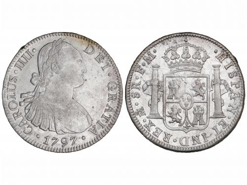 CARLOS IV. 8 Reales. 1797. MÉXICO. F.M. 26,93 grs. Restos de