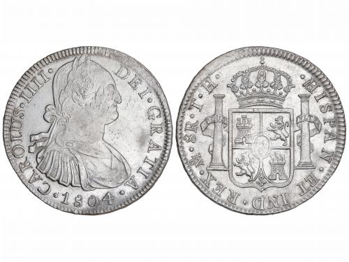 CARLOS IV. 8 Reales. 1804. MÉXICO. T.H. 26,85 grs. Restos de