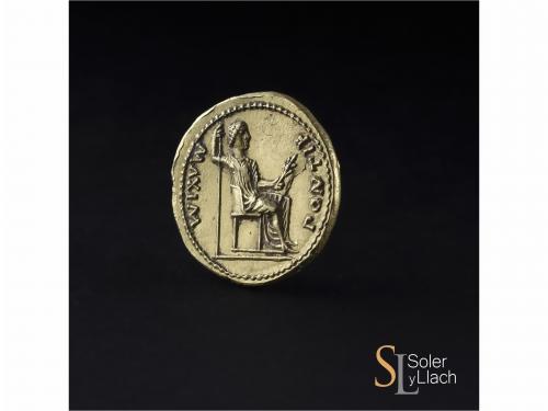 IMPERIO ROMANO. Áureo. Acuñada el 14-17 d.C. TIBERIO. LUGDUN