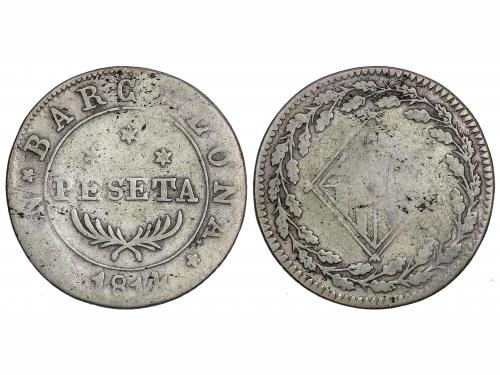 OCUPACIÓN NAPOLEÓNICA de CATALUNYA. 1 Peseta. 1814. BARCELON