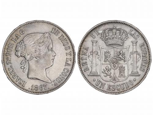 ISABEL II. 1 Escudo. 1867. MADRID. 12,94 grs. (Leves golpeci