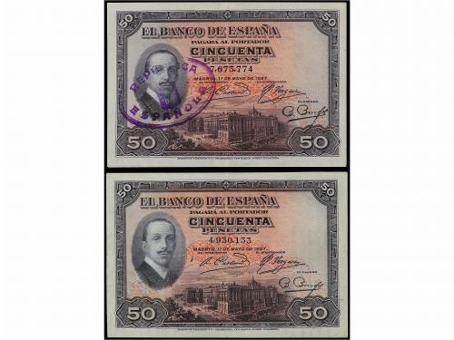 GUERRA CIVIL, ZONA REPUBLICANA. Lote 2 billetes 50 Pesetas. 