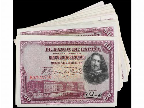 GUERRA CIVIL, ZONA REPUBLICANA. Lote 100 billetes 50 Pesetas