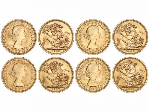 GRAN BRETAÑA. Lote 4 monedas Soberano. 1957, 1962 (2) y 1965