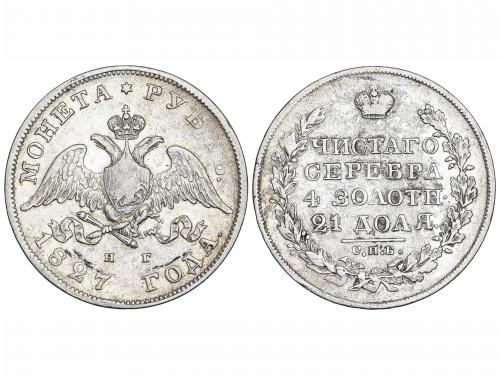 RUSIA. 1 Rublo. 1827-CPb. NICOLÁS I. SAN PETERSBURGO. H.G. 2