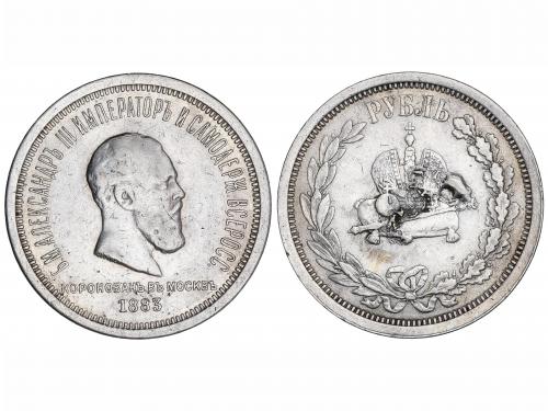 RUSIA. 1 Rublo. 1883. ALEJANDRO III. 20,59 grs. AR. Coronaci