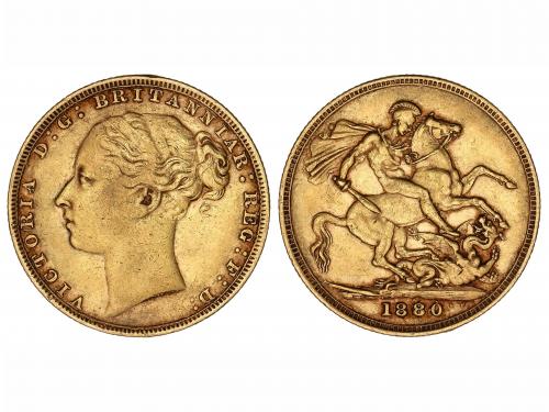 GRAN BRETAÑA. Soberano. 1880. VICTORIA. 7,93 grs. AU. (Rayas