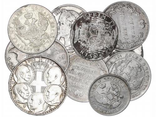 RUSIA. Lote 9 monedas 25 Kopeks (3), 1/2 (5) y 1 Rublo. 1826