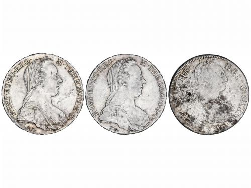 AUSTRIA. Lote 3 monedas Thaler (2) y 8 Reales. 1780-SF. MARÍ