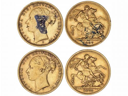 AUSTRALIA. Lote 2 monedas Soberano. 1872-S y 1887-S. VICTORI