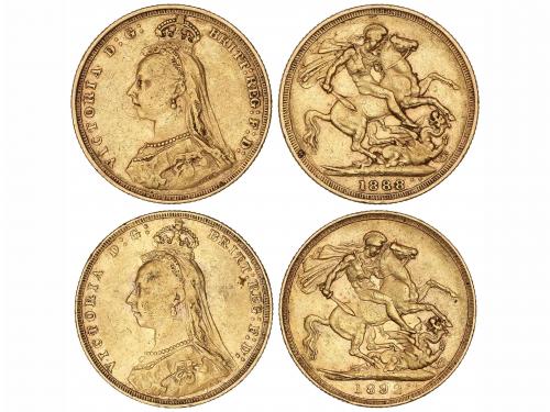 GRAN BRETAÑA. Lote 2 monedas Soberano. 1888, 1892 y 1900. VI