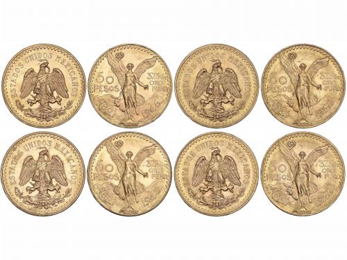 MÉXICO. Lote 4 monedas 50 Pesos. 1945 y 1946 (3). AU. Centen