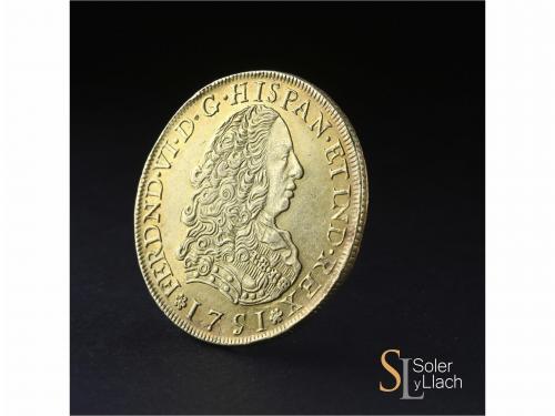 FERNANDO VI. 8 Escudos. 1751. LIMA. J. 26,92 grs. (Pequeña p