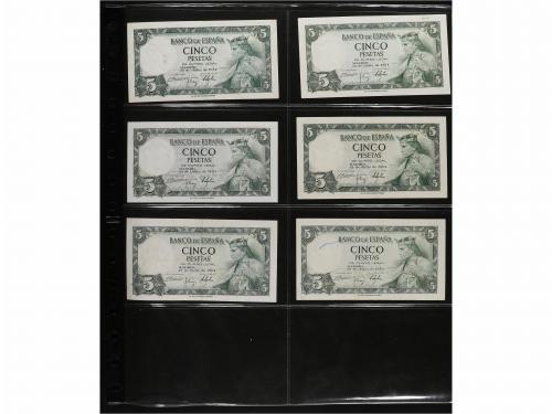 ESTADO ESPAÑOL. Lote 67 billetes 5 Pesetas. 1938 a 1954. Tod