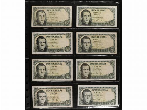 ESTADO ESPAÑOL. Lote 67 billetes 5 Pesetas. 1938 a 1954. Tod