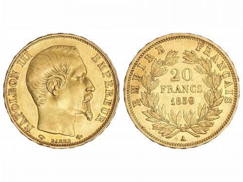 FRANCIA. 20 Francos. 1859-A. NAPOLEÓN III. PARÍS. 6,41 grs. 