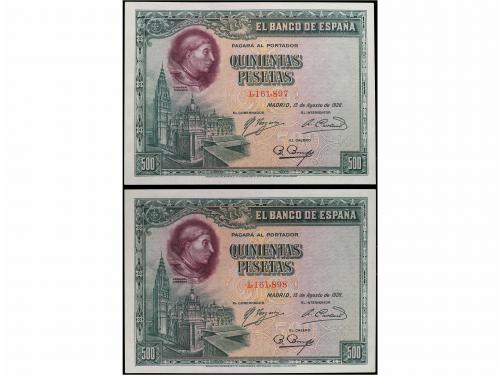 GUERRA CIVIL, ZONA REPUBLICANA. Lote 2 billetes 500 Pesetas.