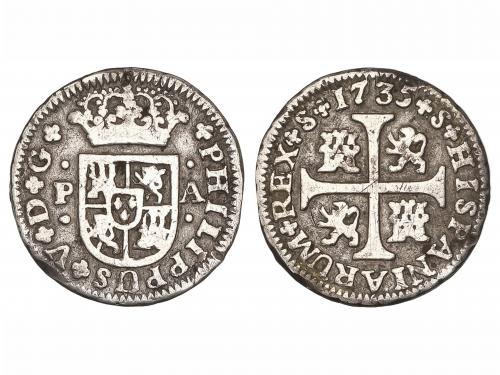 FELIPE V. 1/2 Real. 1735. SEVILLA. P.A. 1,28 grs. (Golpecito