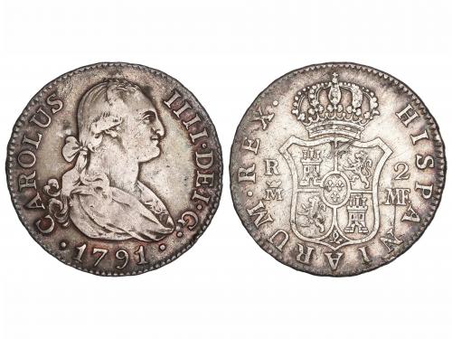 CARLOS IV. 2 Reales. 1791. MADRID. M.F. 5,79 grs. Pátina. (R
