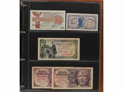 BILLETES ESPAÑOLES. Lote 79 billetes 50 Céntimos a 2.000 Pes