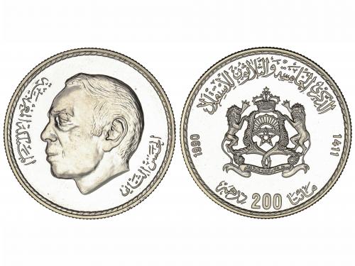 MARRUECOS. 200 Dirhams. 1990. HASSAN II. 14,88 grs. AR. 35 A