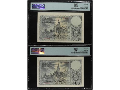 ESTADO ESPAÑOL. Lote 2 billetes 500 Pesetas. 21 Octubre 1940