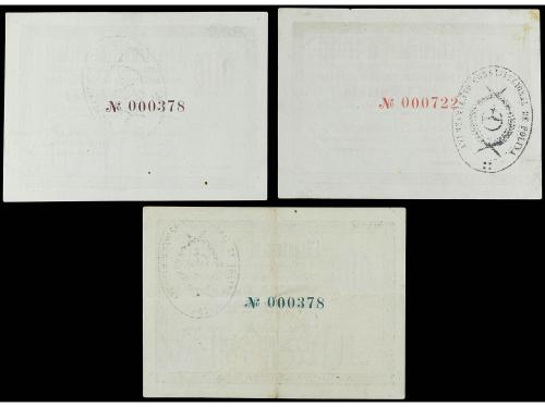 CATALUNYA. Serie 3 billetes 0´ 25, 1 y 2 Pessetes. 18 maig 1