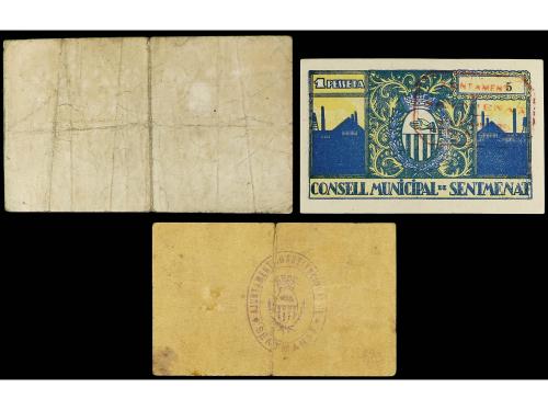 CATALUNYA. Lote 3 billetes 50 Cèntims y 1 Pesseta (2). Abril