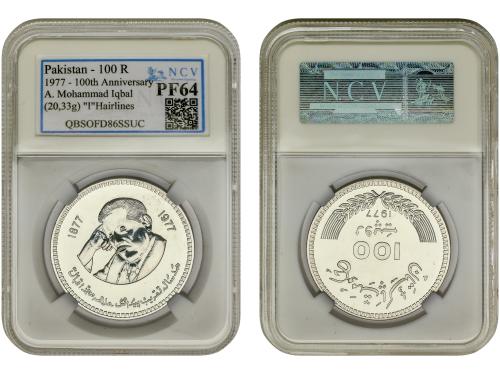 PAQUISTÁN. 100 Rupias. 1977. Encapsulada por NCV MS64 HAIRLI