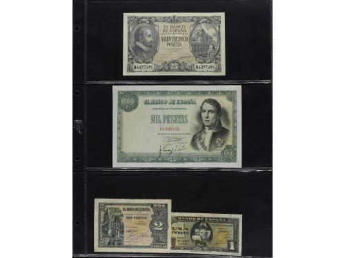 Lote 42 billetes. 1906 a 1980. Destacan: 25 pesetas septiemb