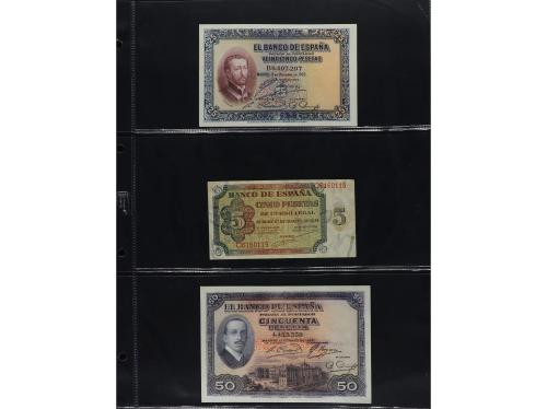 Lote 42 billetes. 1906 a 1980. Destacan: 25 pesetas septiemb