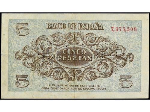 ESTADO ESPAÑOL. 5 Pesetas. 21 Noviembre 1936. INUTILIZADO en