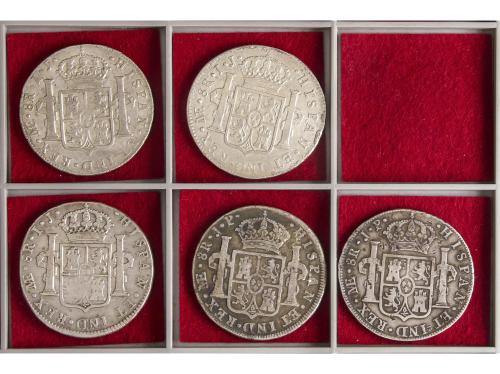 CARLOS IV. Lote 5 monedas 8 Reales. 1794, 1795, 1798, 1807 y
