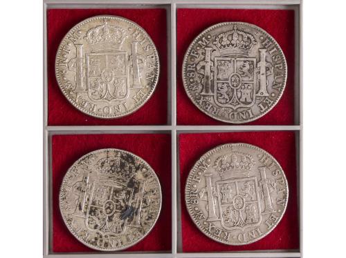 CARLOS IV. Lote 4 monedas 8 Reales. 1791 a 1794. MÉXICO. F.M
