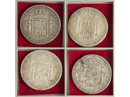 CARLOS IV. Lote 4 monedas 8 Reales. 1802, 1803, 1804 y 1806.