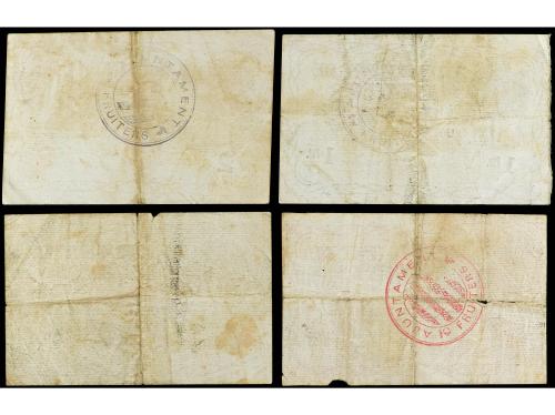 CATALUNYA. Lote 4 billetes 25, 50 Cèntims, 1 y 2 Pessetes. 1