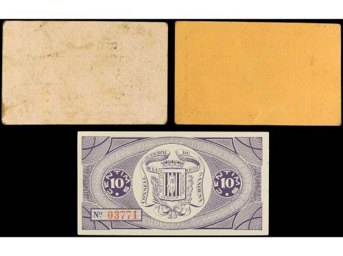 CATALUNYA. Lote 3 billetes 10, 50 Cèntims y 1 Pesseta. Juny 