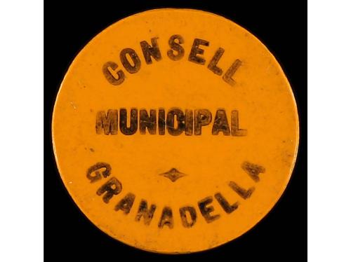 CATALUNYA. 2 Pessetes. C.M. de GRANADELLA. Disco de Celuloid