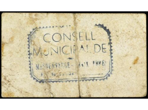 CATALUNYA. 25 Cèntims. C.M. de MASDENVERGE. Cartón. (Roturas