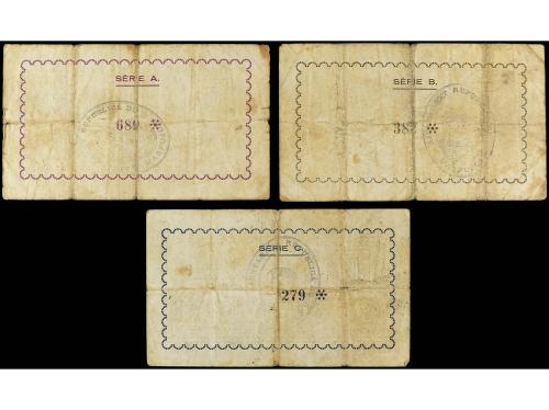 CATALUNYA. Lote 3 billetes 25, 50 Cèntims y 1 Pesseta. 1937.