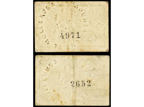 CATALUNYA. Lote 2 billetes 25 Cèntims y 1 Pesseta. Aj. de MO