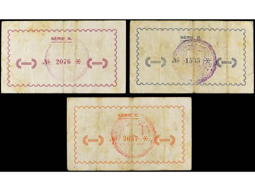 CATALUNYA. Lote 3 billetes 25, 50 Cèntims y 1 Pesseta. Abril