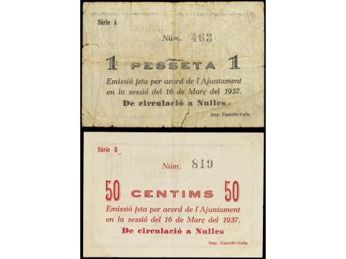 CATALUNYA. Lote 2 billetes 50 Cèntims y 1 Pesseta. 17 Març 1