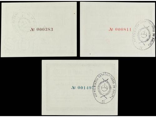 CATALUNYA. Lote 3 billetes 0´ 25, 1 y 2 Pessetes. 18 Maig 19